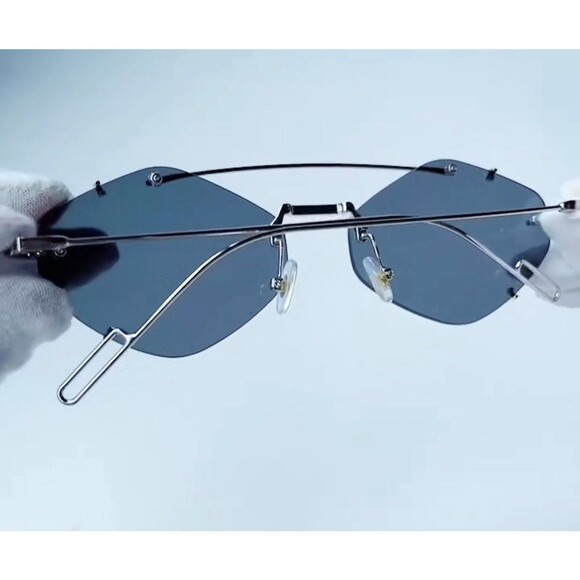 Rimless Diamond Sunglasses Square Women Men Retro Sun Glasses Brand Designer Eye - Picture 8 of 12